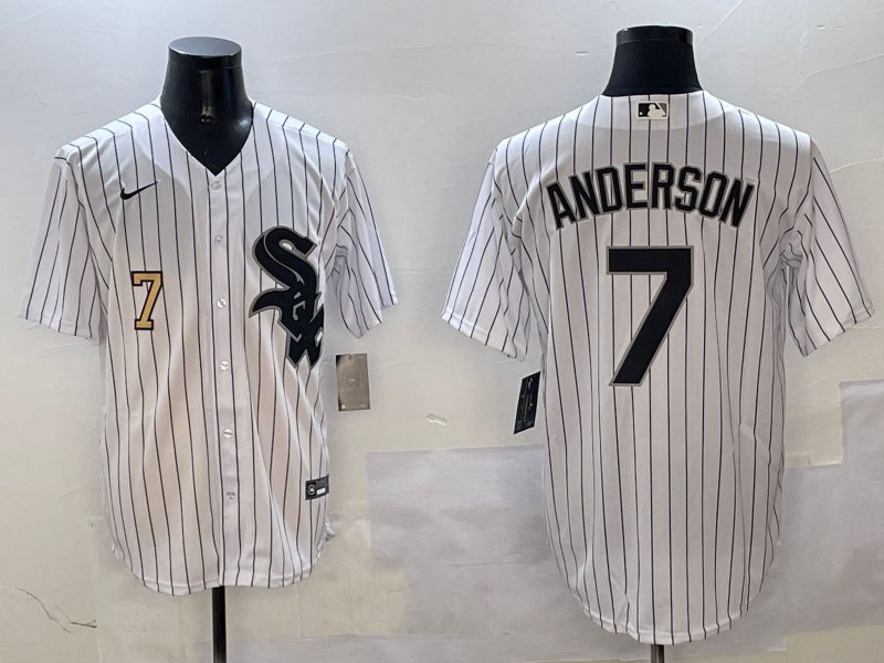 Men Chicago White Sox #7 Anderson White Stripe Game 2025 Nike MLB Jersey style 3